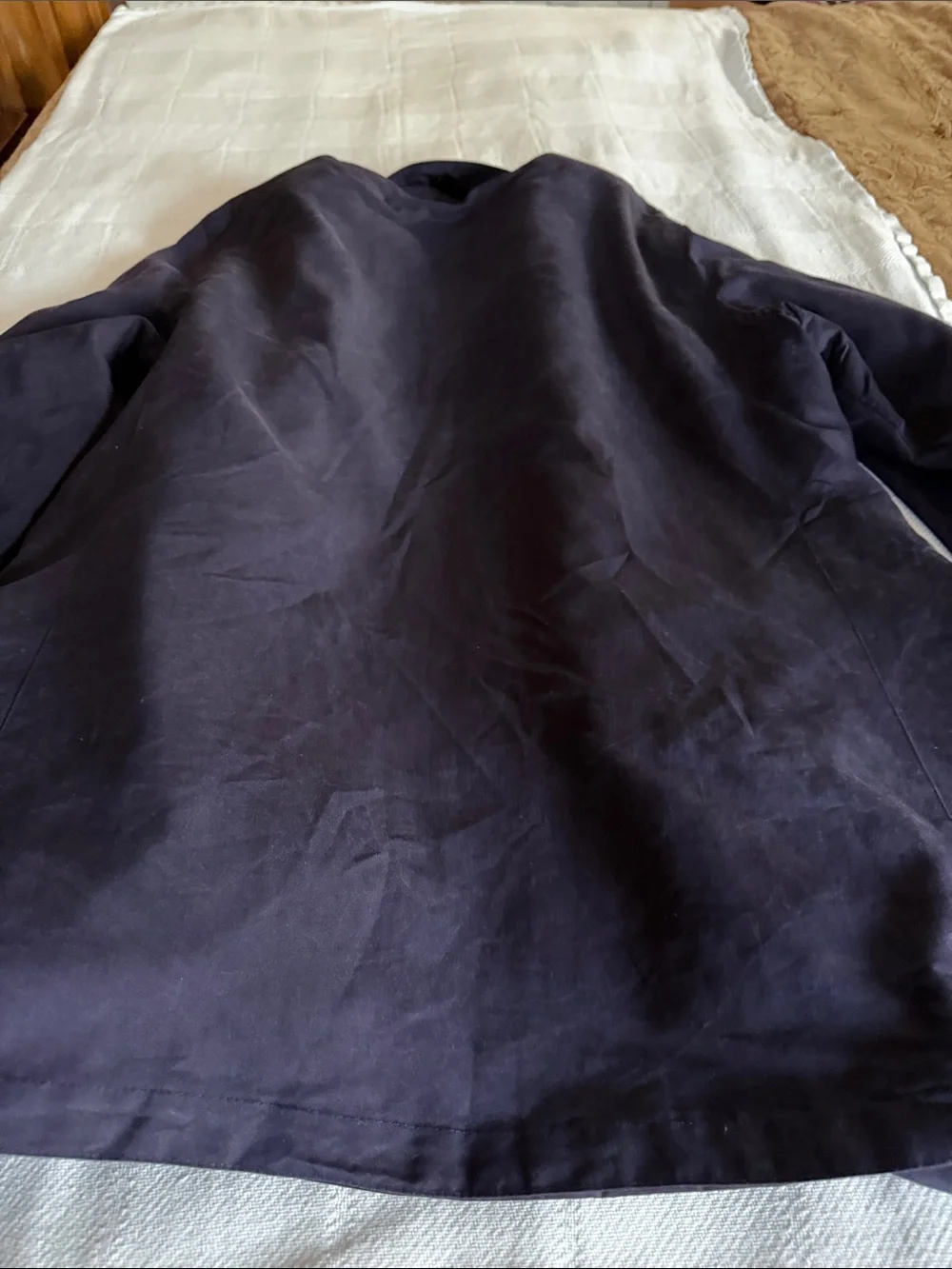 Jones New York Dark Navy Double-Breasted Trench Coat